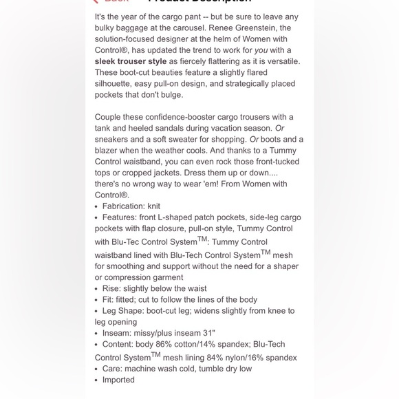 Control top boot cut cargo pants - Picture 8 of 11